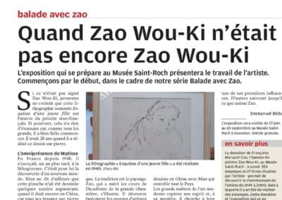 La Nouvelle République, « Quand Zao Wou-Ki n’était pas encore Zao Wou-Ki » par Emmanuel Bedu