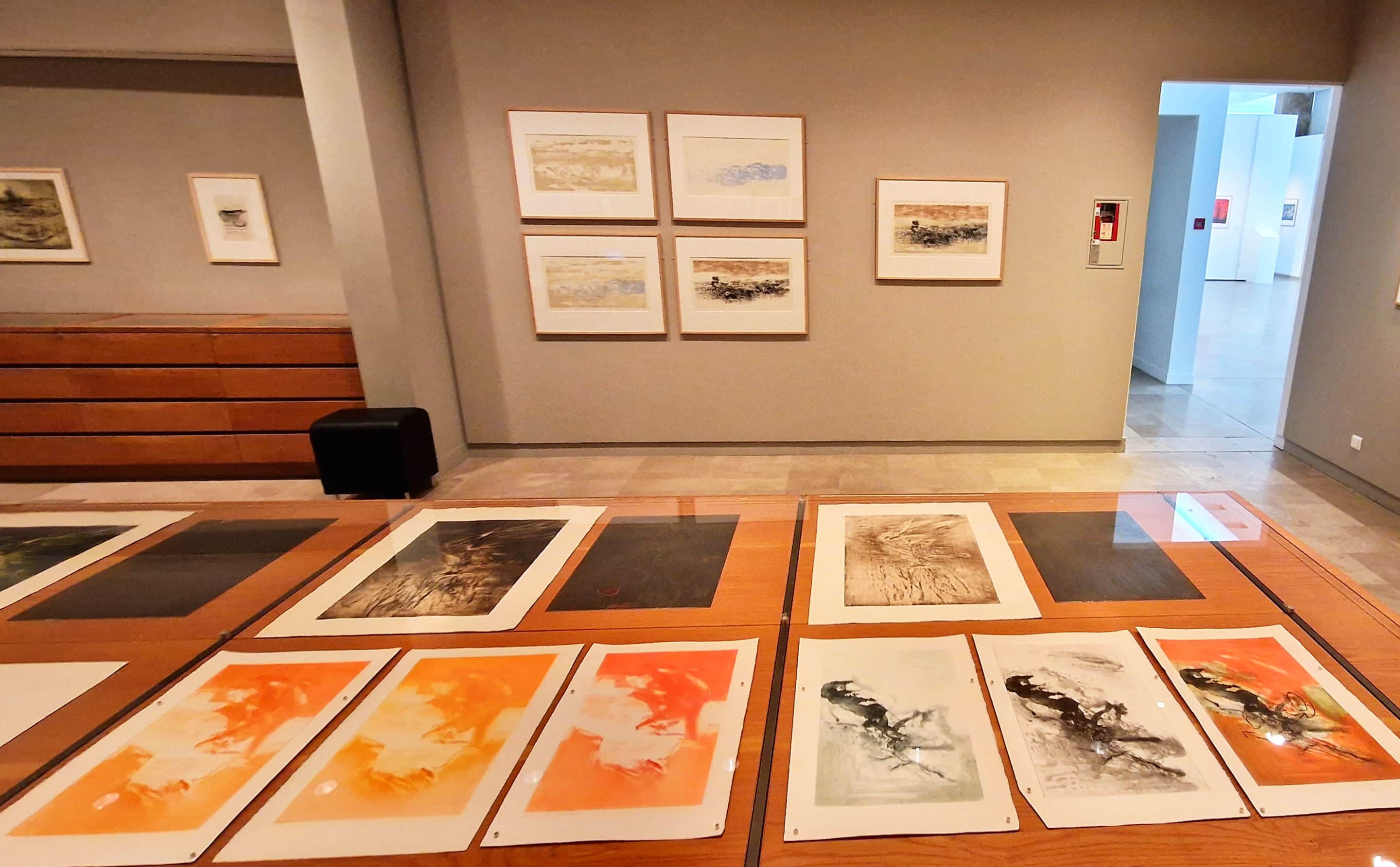 Vue de la salle du cabinet d’art graphique montrant les plaques de gravures, les essais de couleurs et les décompositions des estampes de Zao Wou-Ki. Droits réservés<br />
