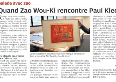 La Nouvelle République, « Quand Zao Wou-Ki rencontre Paul Klee » par Alice Rouger