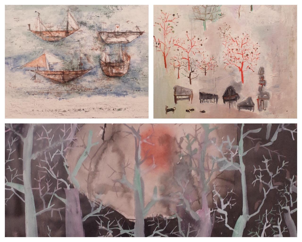 Les œuvres de Hans Hartung, Zao Wou-Ki et Maria-Helena Vieira da Silva dans la salle Abstractions au Musée d’art moderne de Paris. Photo Y.H. Droits réservés<br />
