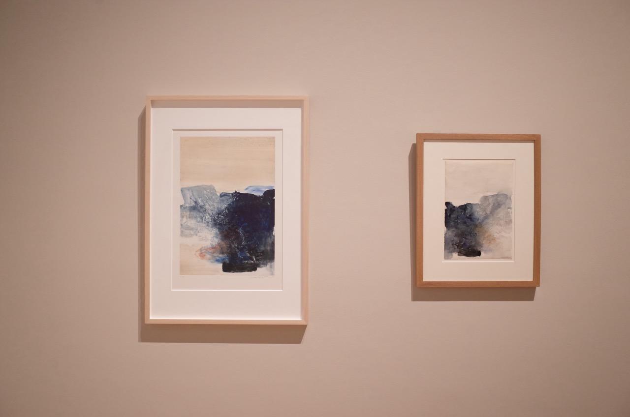 Les œuvres de Hans Hartung, Zao Wou-Ki et Maria-Helena Vieira da Silva dans la salle Abstractions au Musée d’art moderne de Paris. Photo Y.H. Droits réservés<br />
