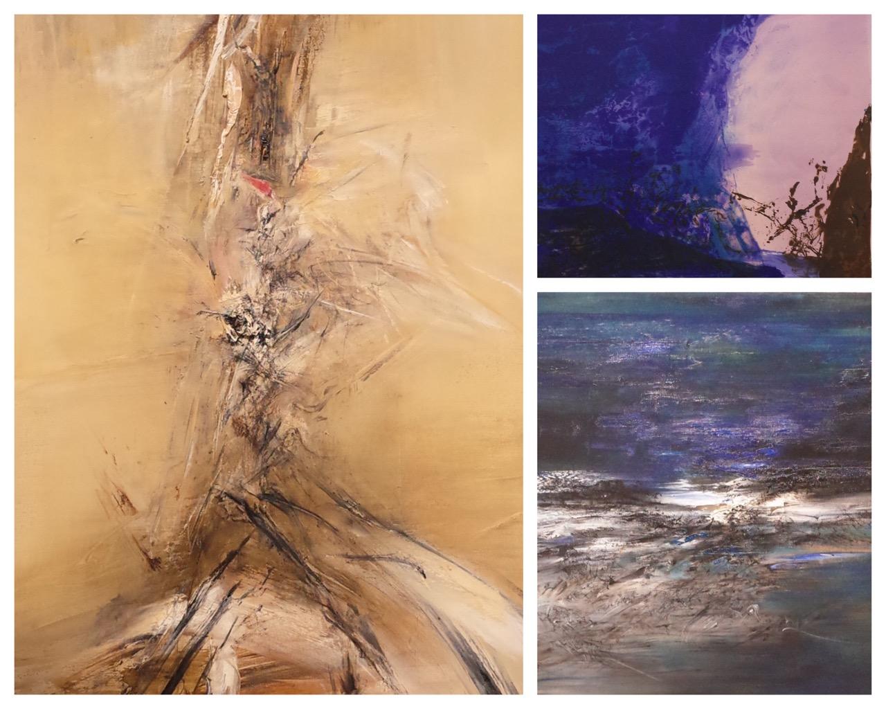 Les œuvres de Hans Hartung, Zao Wou-Ki et Maria-Helena Vieira da Silva dans la salle Abstractions au Musée d’art moderne de Paris. Photo Y.H. Droits réservés<br />
